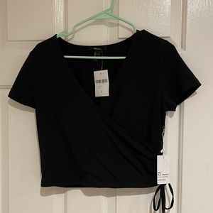 Black wrap crop top